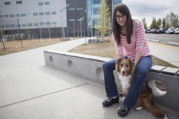 Veronica Martinez poses for a photo outside of the Engineering and Industry Building on the University of Alaska Anchorage campus in Anchorage, Alaska Friday, April 29, 2016.