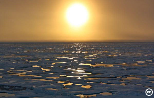 Sunsets started to tease the Arctic horizon as scientists on board the U.S. Coast Guard Cutter Healy headed south in the Chukchi Sea during the final days collecting ocean data for the 2011 ICESCAPE mission. NASA image. 