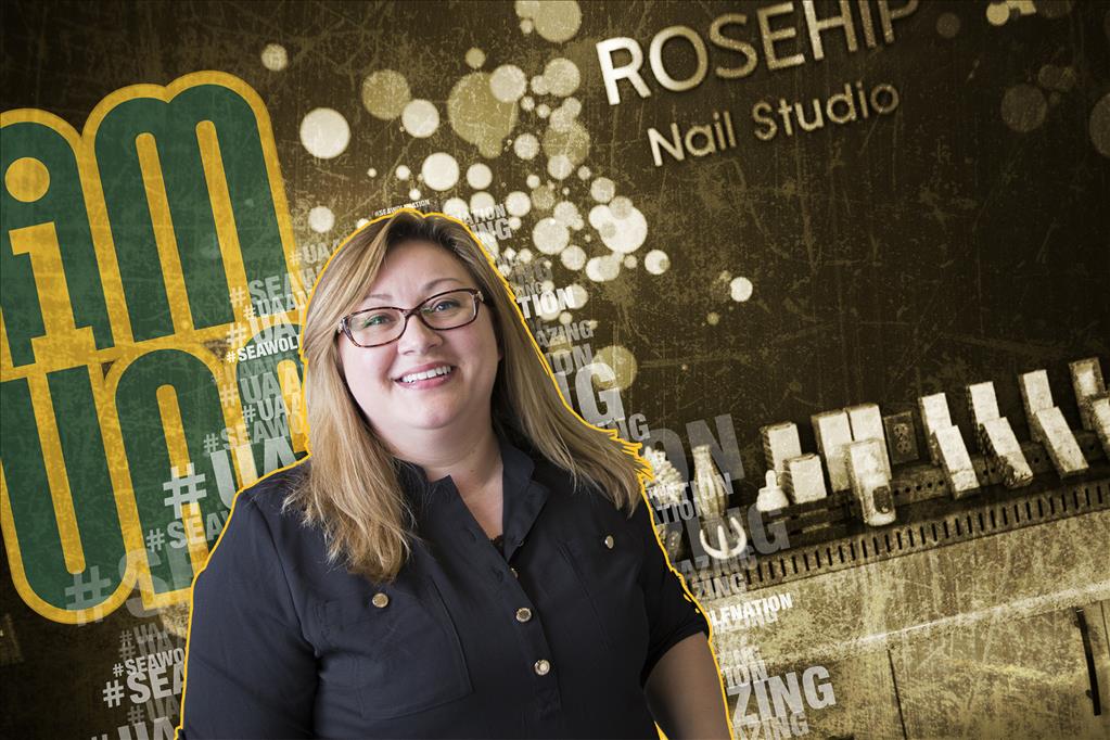 UAA alumna Amie Sovitski owns Rose Hip Nail Studio in Midtown Anchorage.