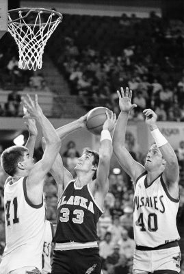 Hansi, who played from 1983-1987, remains first all-time in rebounds and blocks for UAA (Photo courtesy UAA Athletics).