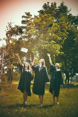 These three graduates sent this all-American graduation photo to Mariana after the ceremony (Image courtesy of Mariana Braniste).