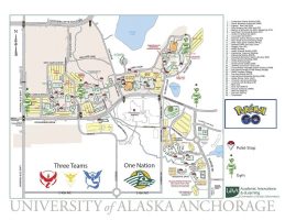Gotta catch 'em all... on campus. Here's a map of UAA's Poke Stops and gyms. Click to enlarge (map courtesy of Dave Dannenberg)