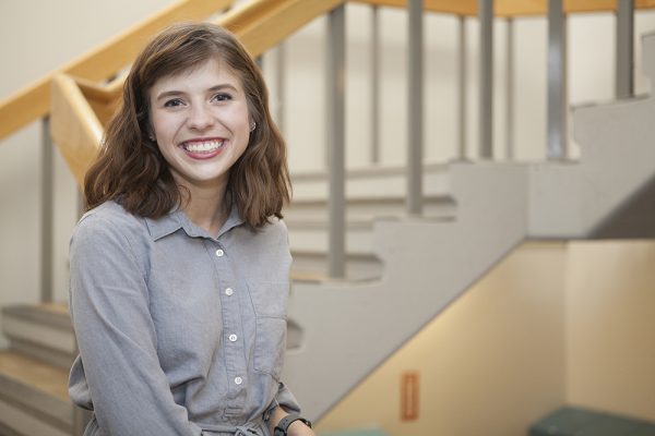 Sophie Leshan is poised to graduate this fall with a cumulative 3.91 grade-point average and experience in undergraduate research. (Photo by Philip Hall / University of Alaska Anchorage)
