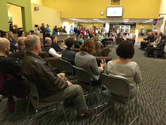 Chancellor Tom Case addresses the crowd at Nov. 2, 2016 event.