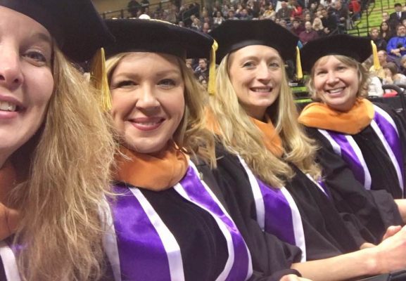 Robin Bassett, Jyll Green, Leigh Keefer and Jill Rife received UAA's first Doctor of Nursing Practice (DNP) degrees at fall 2016 commencement. (Photo courtesy of Jyll Green)