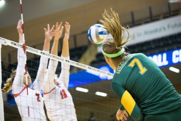Leah powers a shot past Northwest Nazarene in the NCAA tournament's second round, Dec. 2, 2016 (Photo by Adam Phillips / UAA Athletics).