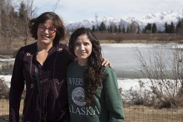 Beth Nordlund, executive director of Anchorage Park Foundation, worked with UAA English intern (and spring 2017 graduate) Deborah Castillo. Castillo helped APF earn $100,000 in grant money it will use to grow its network of inclusive parks. (Photo by Philip Hall / University of Alaska Anchorage)