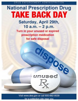 Prescription Drug Take Back Day is April 29