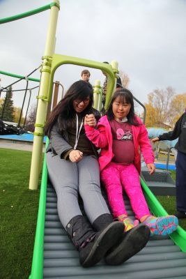 Kiwanis Fish Creek Park offers visitors a place where people who have physical or emotional disabilities can safely play. (Photo courtesy of Anchorage Park Foundation)