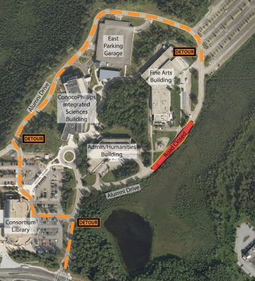 Alumni Drive closure map
