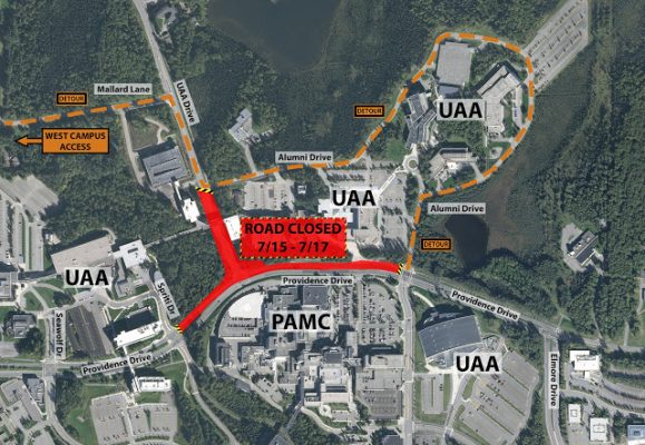 UAA and Providence Drive road closures