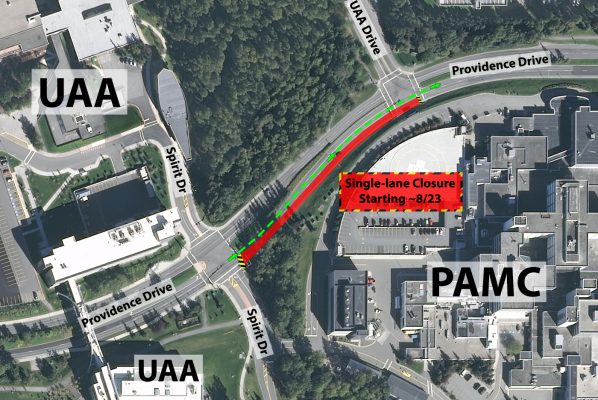 Providence Drive eastbound closure starting around Aug. 25