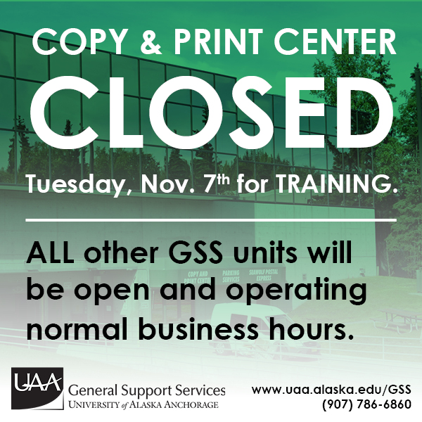 Copy and Print Center will be closed for training Nov. 7, 2017 News