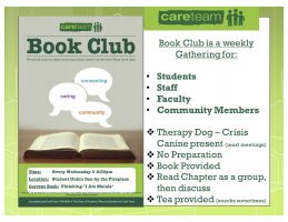 Care Team Book Club meets Wednesdays during spring 2018 semester