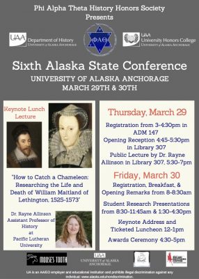 March 29-30: Sixth annual Alaska Regional Phi Alpha Theta History Conference