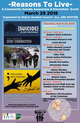 Celebrate Reasons to Live March 29 at UAA