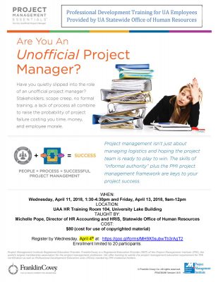 Unofficial Project Manager Training is Coming to UAA in April