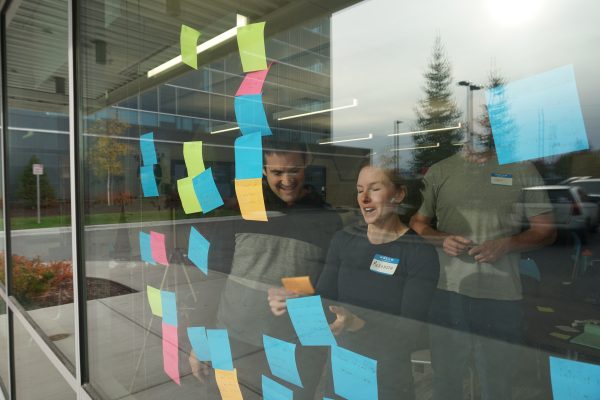 Participants in the 2017 Ocean Technology Innovation Sprint brainstorm ideas.
