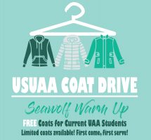 Seawolf Warm Up: USUAA Coat Drive. Free coats for current UAA students. Limited coats available! First-come, first-served.