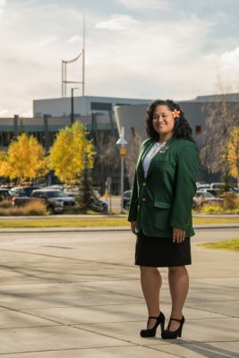 Tammalivis Salanoa, digital art and design senior, was first introduced to UAA when she was attending Clark Middle School, and it has felt like home ever since. (Photo by Ted Kincaid / University of Alaska Anchorage)