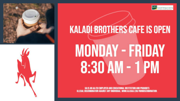 Kaladi Brothers Cafe at Consortium Library is open Monday through Friday, 8:30 a.m. to 1 p.m. during the summer.