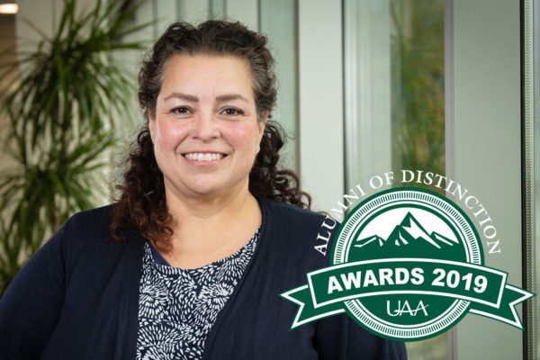 2019 Alumni Humanitarian award recipient Angelia Trujillo, women's health nurse practitioner with Denali OB-GYN Clinic and associate professor with UAA School of Nursing. (Photo by James Evans / University of Alaska Anchorage)