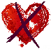 Heart with an X drawn through it