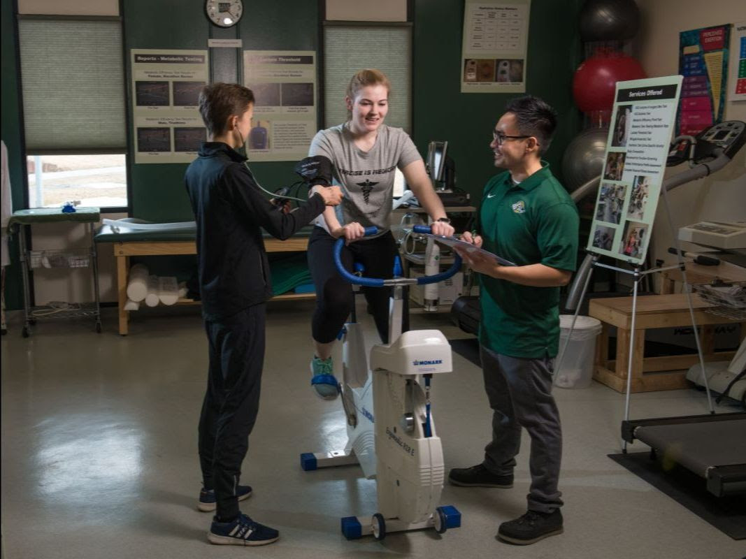 VO2 submax testing on a stationary bicycle at UAA's Human Performance Lab