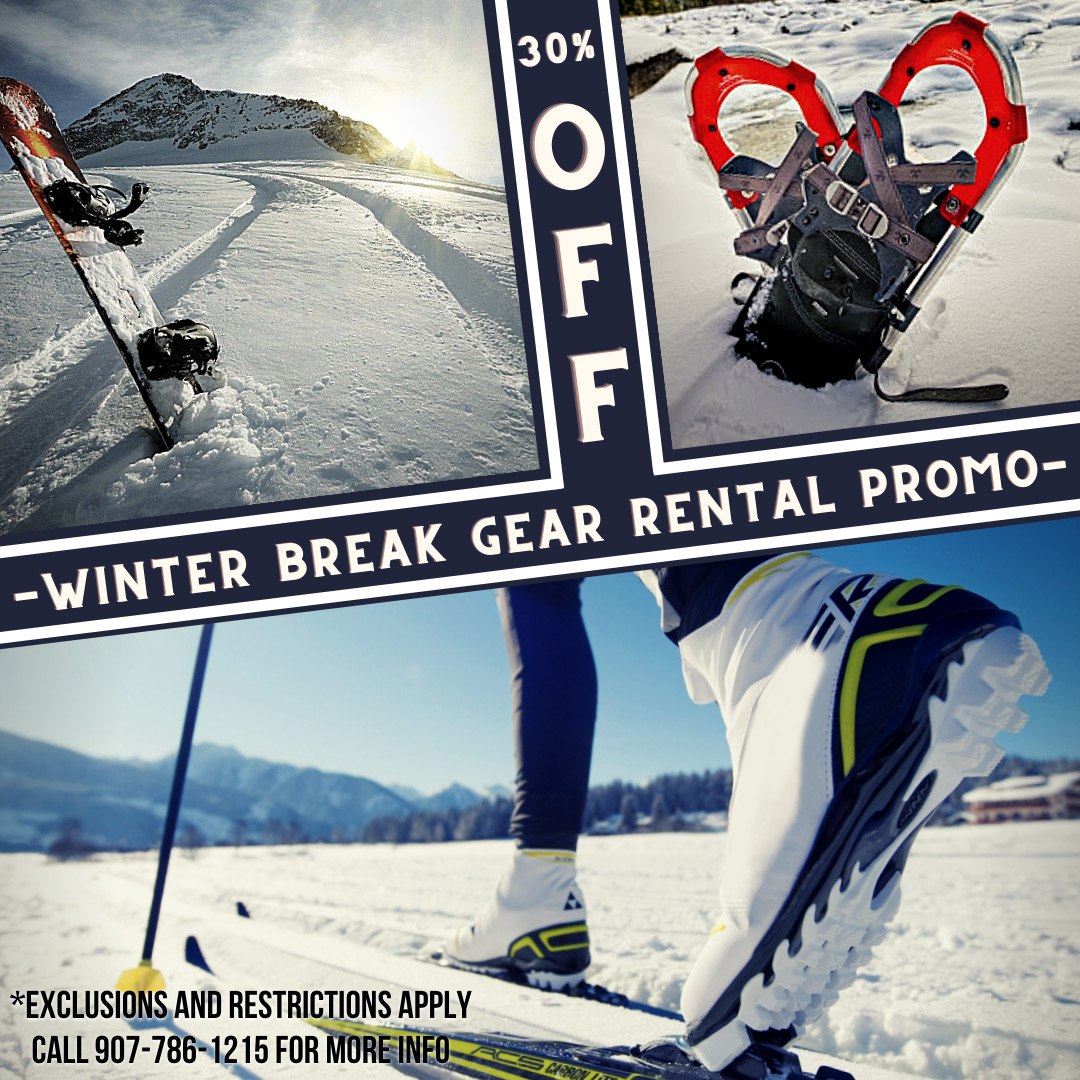 Winter break promotion at UAA Student Union Gear Room. Call 907-786-1215 for details.