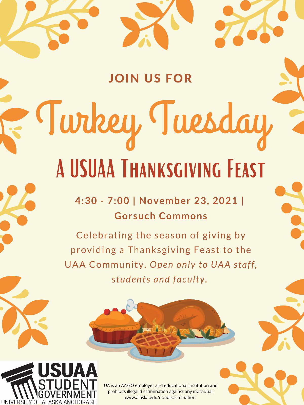 USUAA Thanksgiving Feast poster