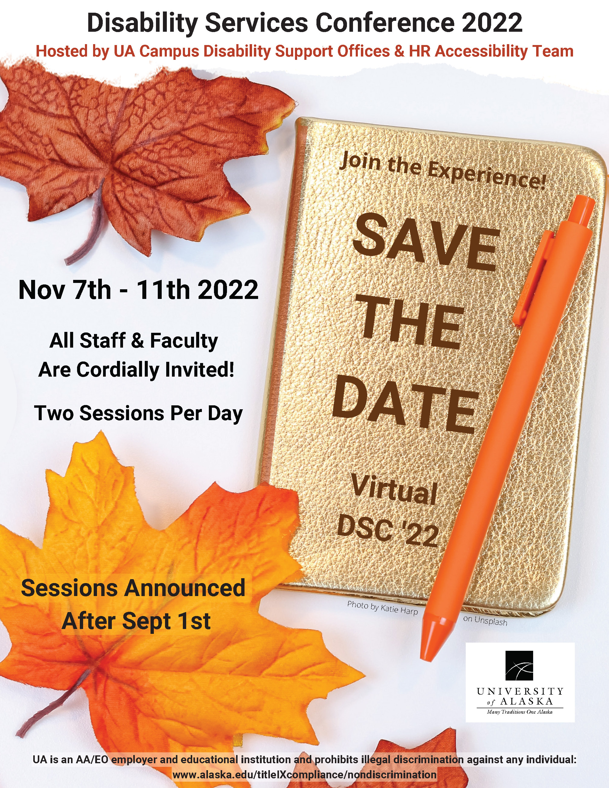 Save the date: 2022 Disability Services Conference, Nov. 7-11