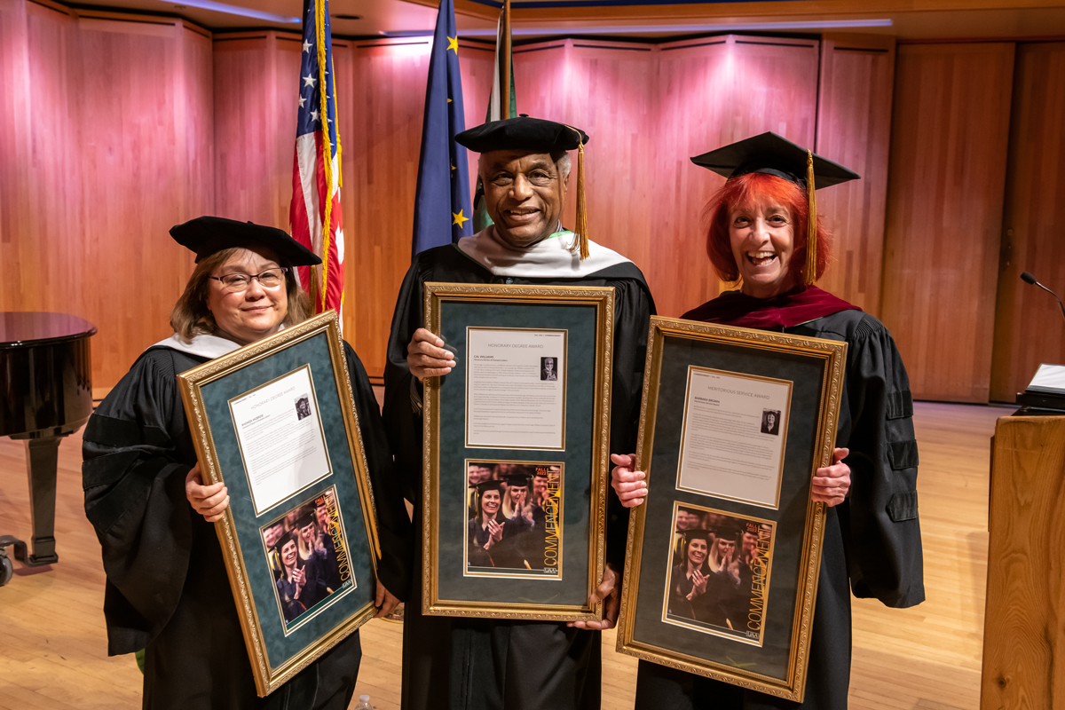 UAA celebrated the fall 2022 Honorary Degree and Meritorious Service Award recipients in a ceremony, Wednesday, Dec. 14, 2022.