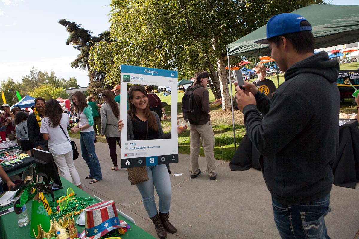 Selfie station at Campus Kickoff 2015.