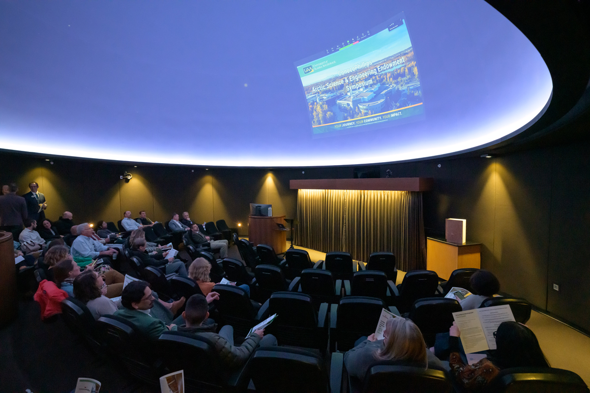 UAA's ConocoPhillips Arctic Science and Engineering Award 2024 Symposium in the ConocoPhillips Integrated Science Building's newly reopened planetarium.