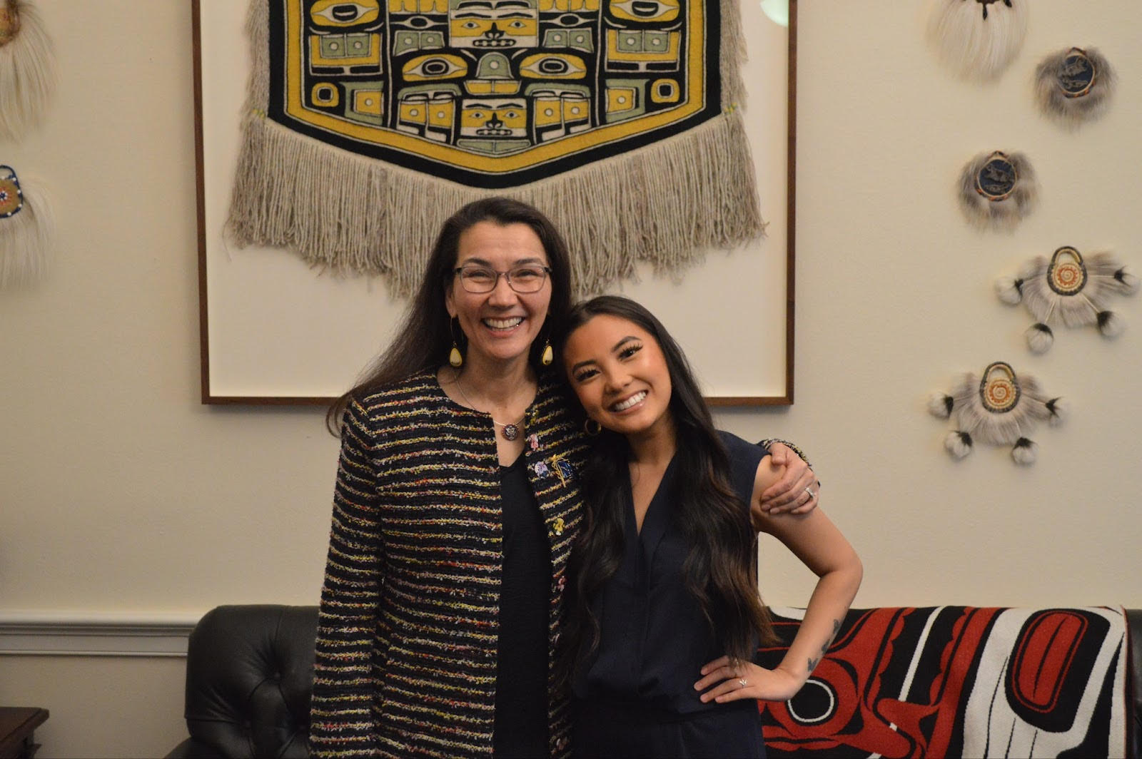 Rep. Peltola and Katie Scoggin posing together for a photo