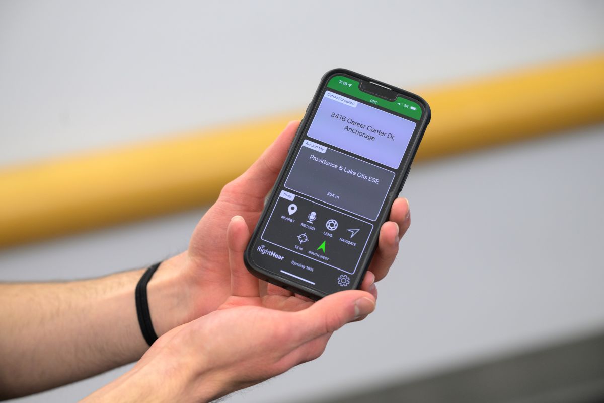 A smartphone with the RightHear app