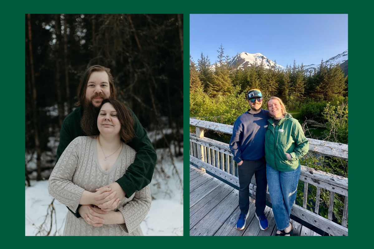 Josh and Tasha Queitt (left) and Clare and Alex Baldwin (right)