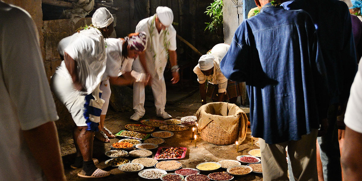 a gathering dance and various colors and food
