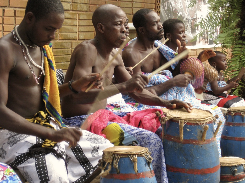 Male seated Dzodze drummers