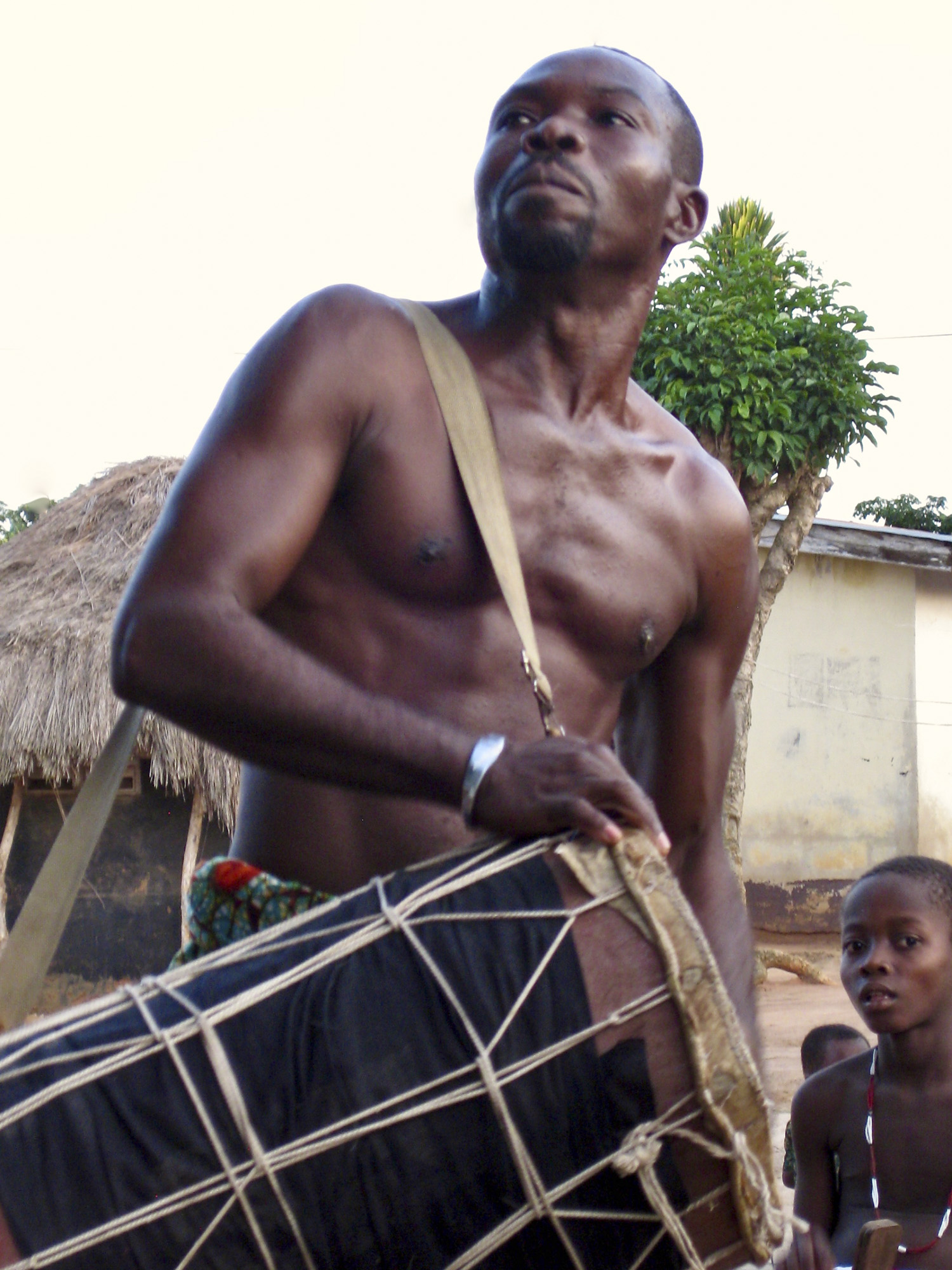 Angled view of Dzodze drummer
