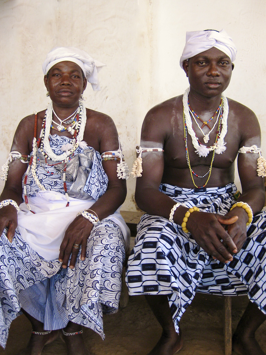 African woman and man sitting 