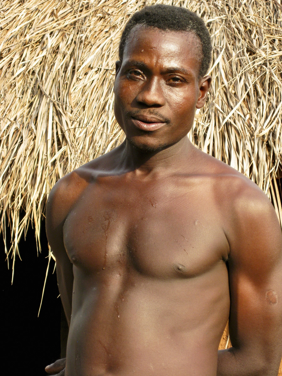 Bare chested African man