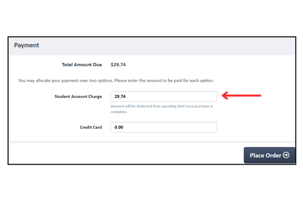 Enter amount to charge student account