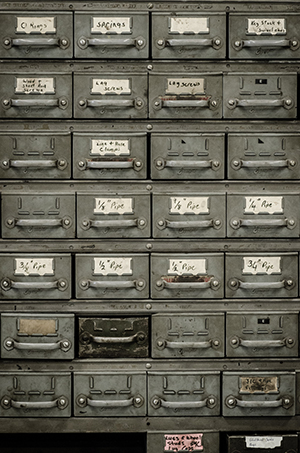 Old metal file cabinets.