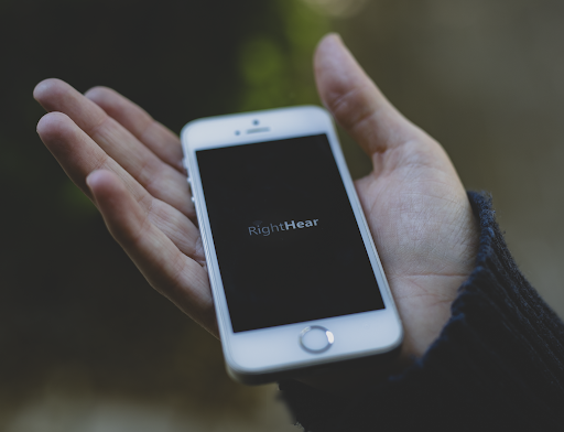 RightHear app displayed on a phone screen