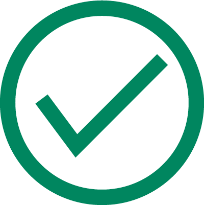green encircled checkmark