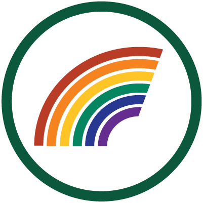 Circle with half rainbow arc within it