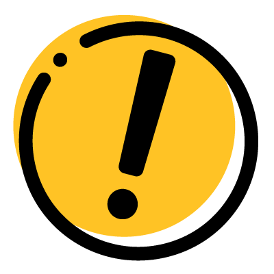 icon of gold circle with exclamation mark in middle