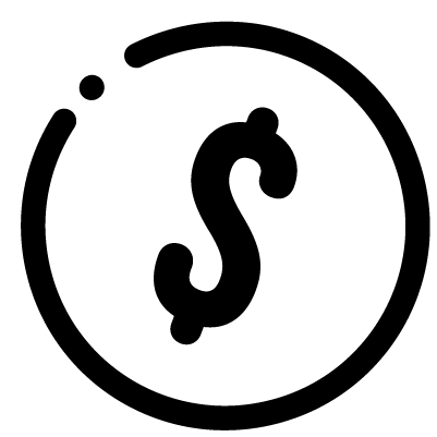 Icon of white circle with dollar sign.